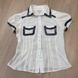 vintage bebe sheer button up top ✧